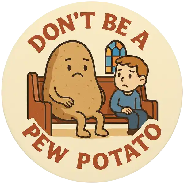 pew potato button design